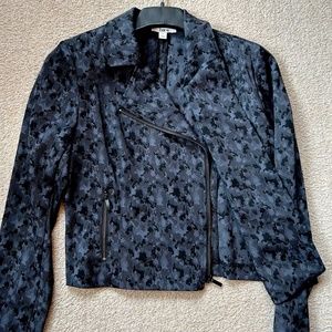 Dark Grey Patterned Moto Style Jacket. SUPER FAST SHIPPING